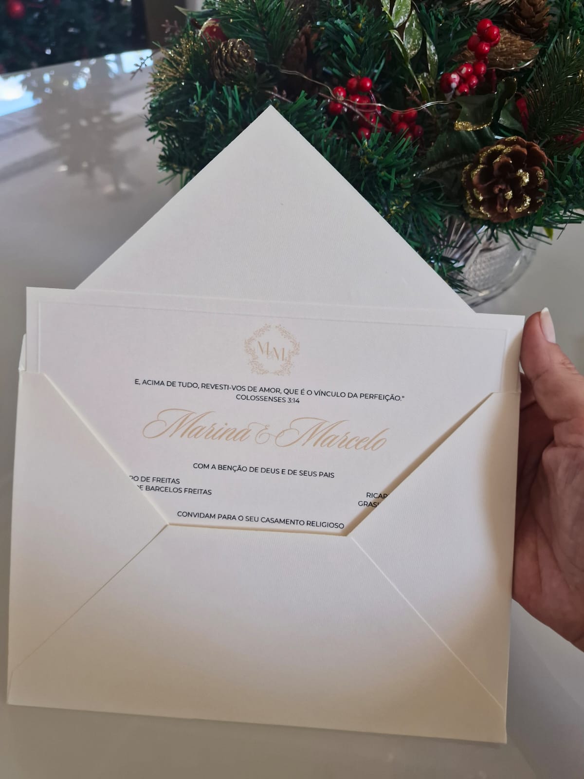 Convite de casamento com envelope forrado sob medida · MD Conviteria