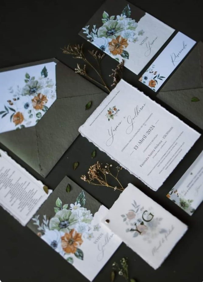 Convite de casamento com acabamento dourado · MD Conviteria