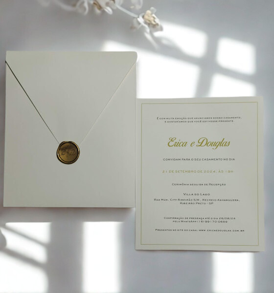 Convite de casamento com lacre — Eaca e Douglas · MD Conviteria